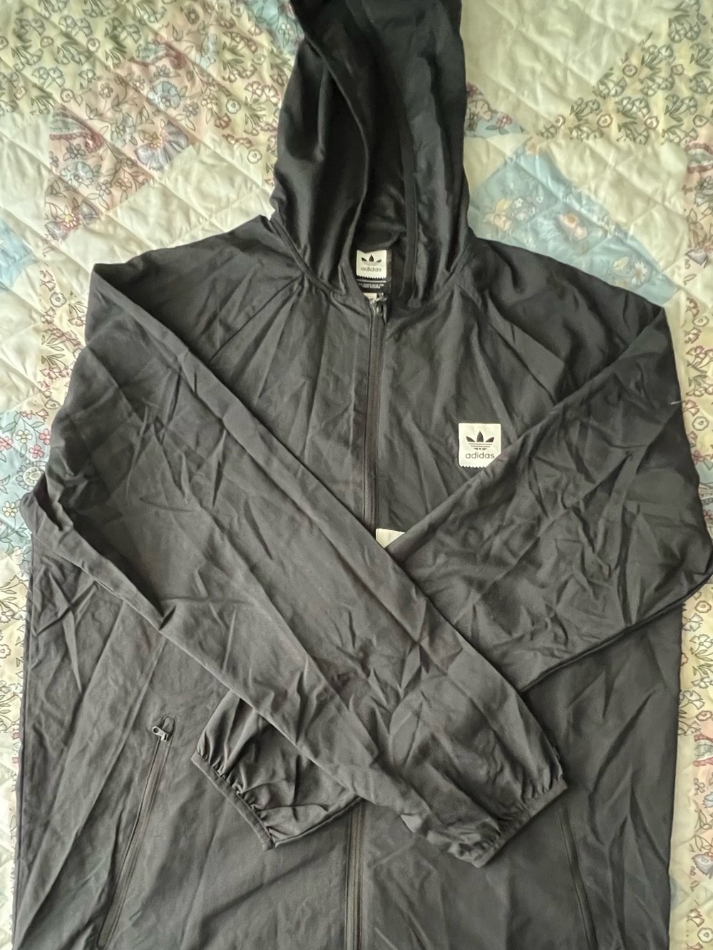 adidas Black Hooded Windbreaker Jacket
